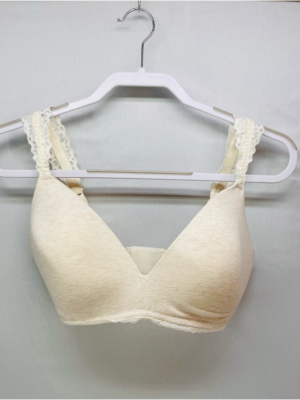 aerie Lace-Trim‎ Wireless Bra in Cream